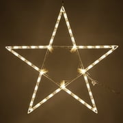 Kringle Traditions 32” Warm White LED Star Light, Fold-Flat Christmas Lighted Star, Outdoor