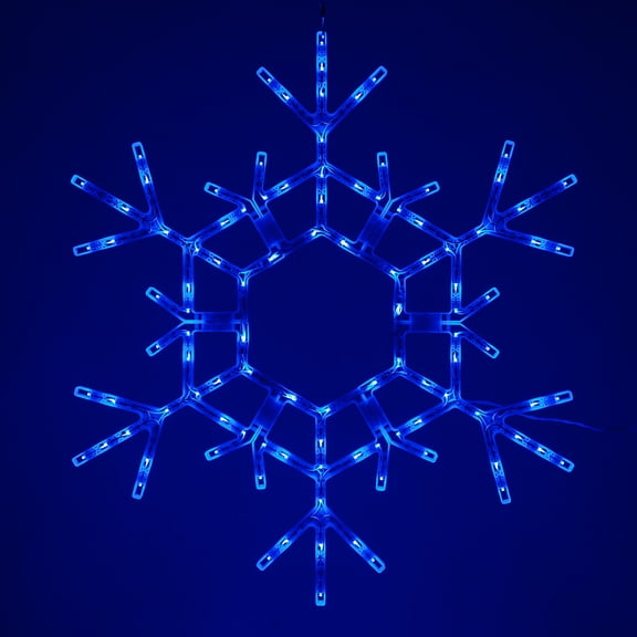 Kringle Traditions 36” Blue LED Snowflake Light, Fold-Flat Snowflake Decoration, Outdoor Lighted Snowflake