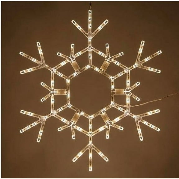 Kringle Traditions 36” Warm White LED Snowflake Light, Fold-Flat Christmas Lighted Snowflake, Outdoor