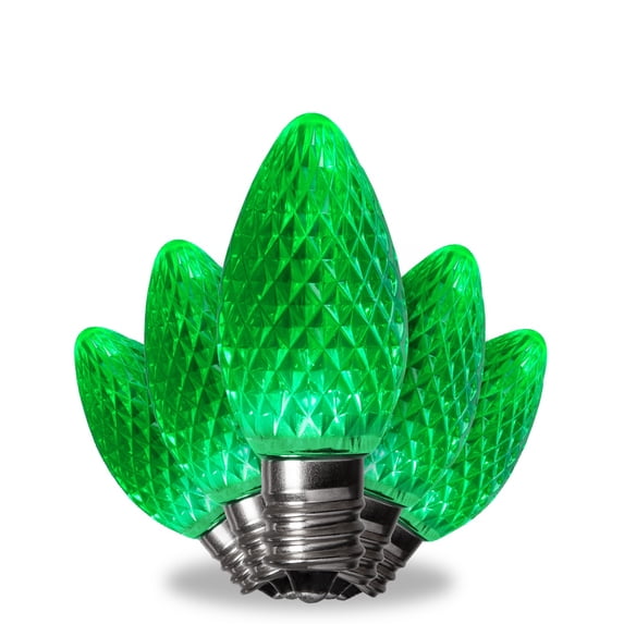 Kringle Traditions LED Christmas Light Bulbs, LED Bulbs Christmas LED Light Replacement Bulbs, Pack of 25, Dimmable SMD Shatter Resistant (Green, C7 Bulbs / E12 Base)