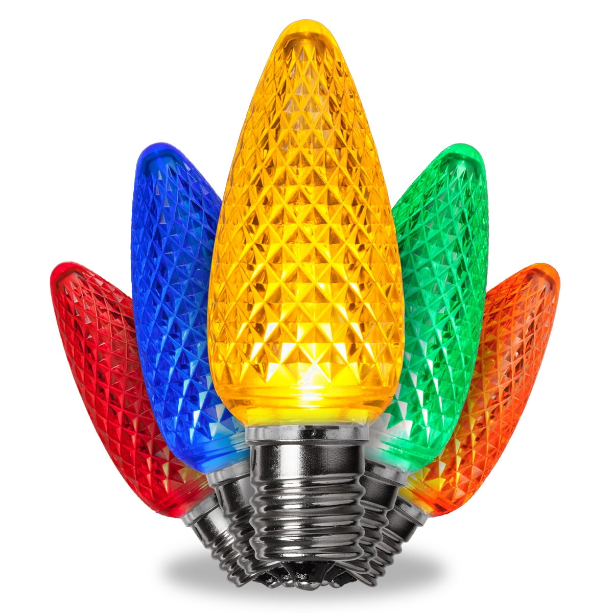 Kringle Traditions LED Christmas Light Bulbs, LED Bulbs Christmas LED Light Replacement Bulbs, Pack of 25, Dimmable SMD Shatter Resistant (Multicolor, C9 Bulbs / E17 Base)