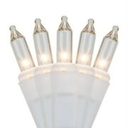 Kringle Traditions Mini Lights on White Wire, 50 Clear Indoor-Outdoor Christmas Lights, 2.5" Spacing