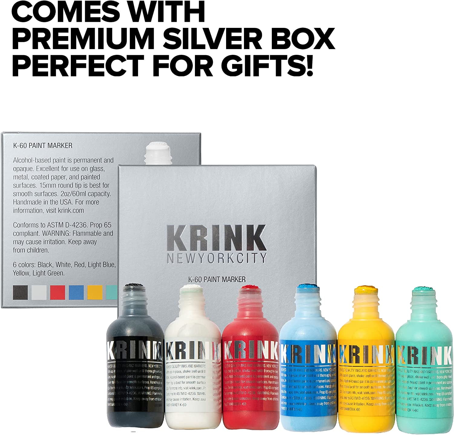 Krink K60 Opaque Alcohol Ink Graffiti Paint Marker Box Set of 6 Colors
