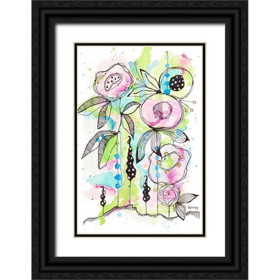 Krinlox 11x14 Black Ornate Wood Framed with Double Matting Museum Art Print Titled - Blooming Summer I