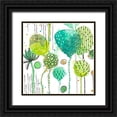 thumbnail image 1 of Krinlox 12x12 Black Ornate Wood Framed with Double Matting Museum Art Print Titled - Green Stamped Leaves Square I, 1 of 4