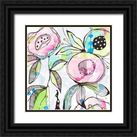 Krinlox 26x26 Black Ornate Wood Framed with Double Matting Museum Art Print Titled - Blooming Summer