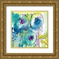 thumbnail image 1 of Krinlox 26x26 Gold Ornate Wood Framed with Double Matting Museum Art Print Titled - Splash of Watercolor Floral, 1 of 4