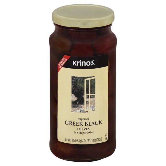 Krinos: Greek Black Olives, 16 Oz