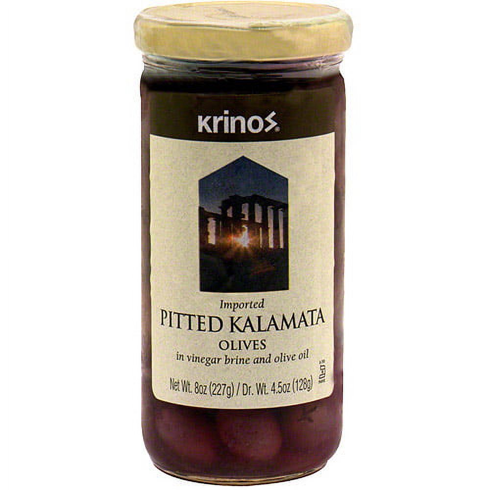Krinos Pitted Kalamata Olives In Vinegar Brine And Olive Oil, 8 oz