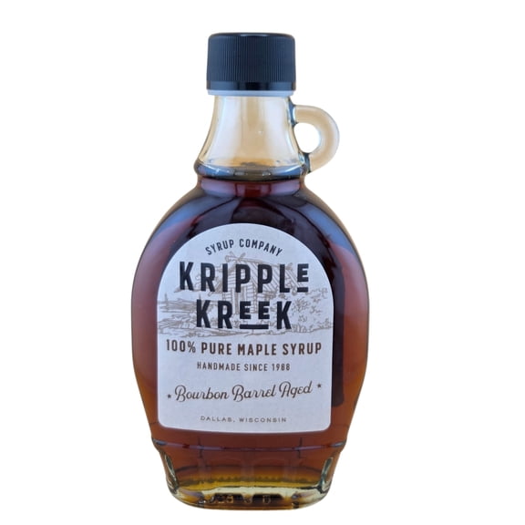 Kripple Kreek Bourbon Infused Maple Syrup, Small Batch Gourmet Maple Syrup, Made in Wisconsin, 8 oz (Half Pint)
