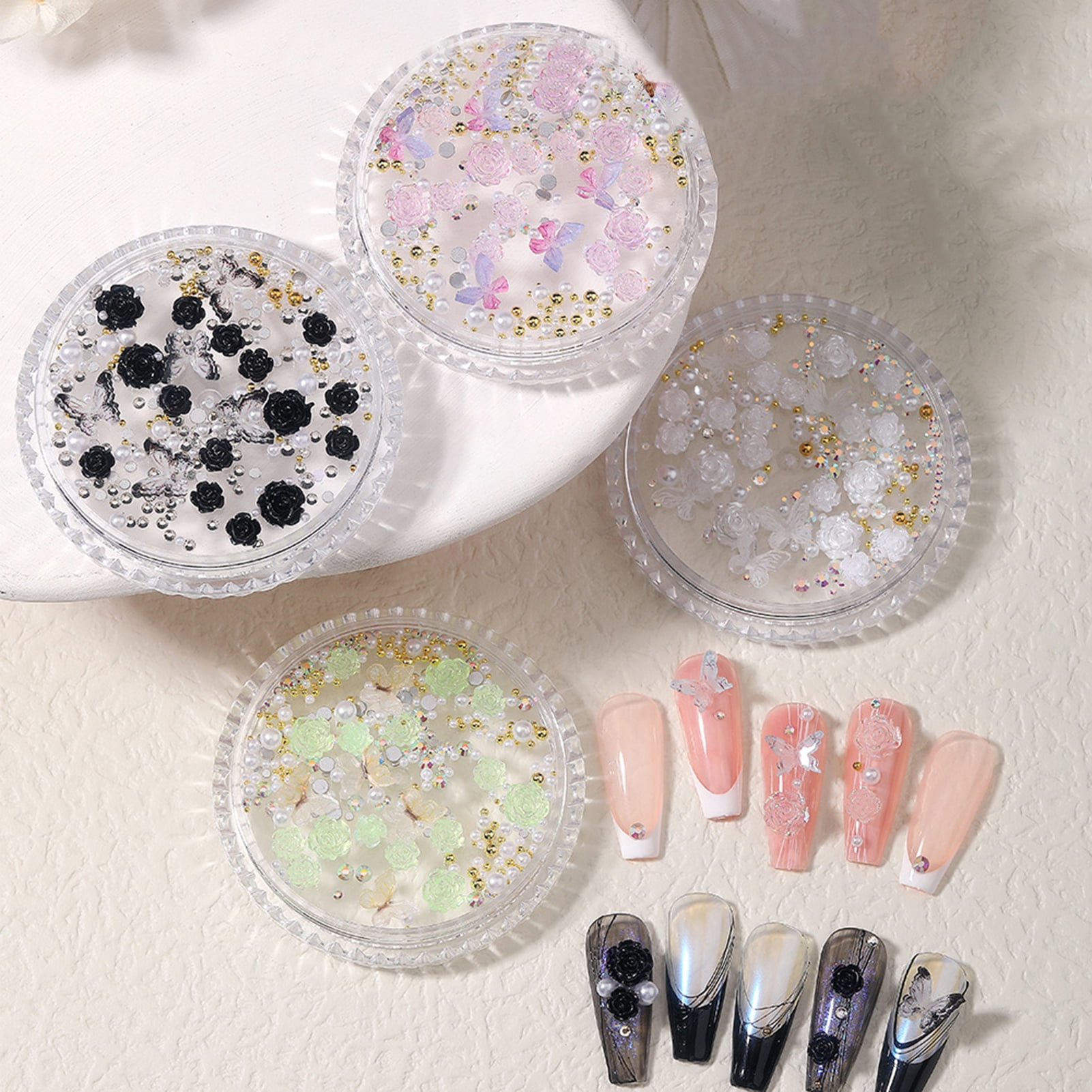 100g Assorted Flat-Back Resin Embellishments – Camellias, Butterflies & Pearls For Crafts (5-35mm)