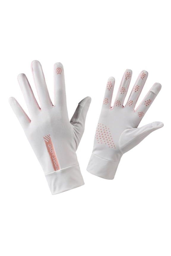 1 Pair Fingertip Opening Anti-slip Palm Letter Print Sunscreen Mittens Ladies Anti-UV Ice Silk Thin Gloves Cycling Accessories