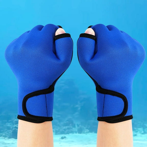 Kripyery 1 Pair Neoprene Gloves Water Resistant Breathable Rubber Well Stitching Webbed Swim Gloves for Training
