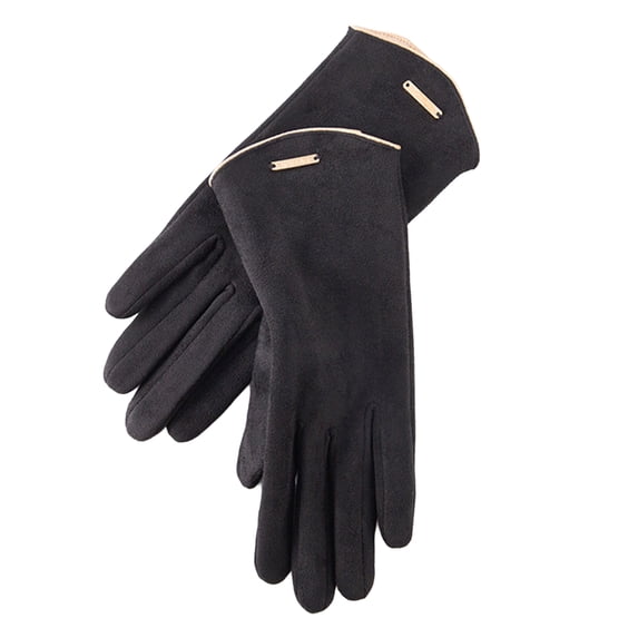 Kripyery 1 Pair Women Cycling Gloves Soft Solid Color Full Fingers Touch Screen Plush Windproof Thick Regular Fit Women Winter Gloves for Daily Wear