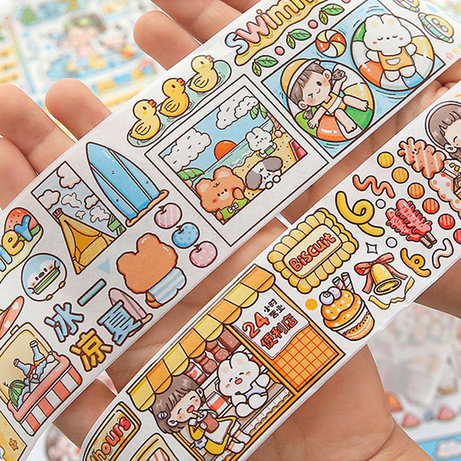 Kripyery 1 Roll Stationery Stickers Washi Paper Adhesive Tape Cute