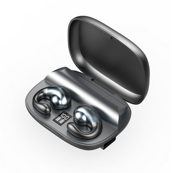 Kripyery 1 Set Wireless Earphones Digital Display Touch Control Earclip Not In-ear Bluetooth-compatible Sports Earbuds Phone Accessories