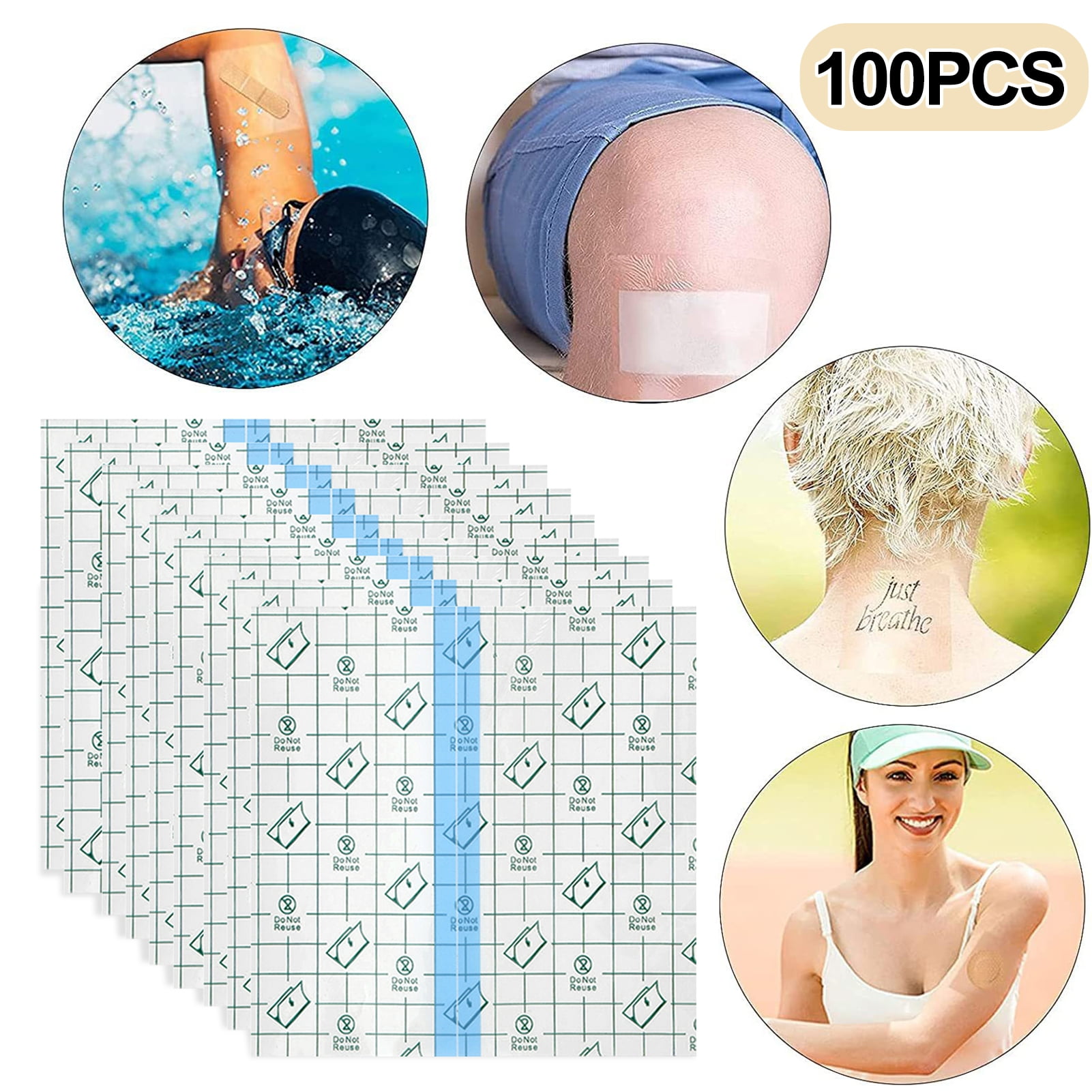 Kripyery 100Pcs Waterproof Adhesive Bandages Transparent Stretch