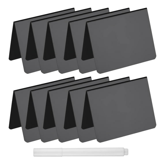 Kripyery 10Pcs A-shaped Mini Blackboard with Liquid Pen Wiping Rounded Edge Double Sided Price Tags Bakery Supplies