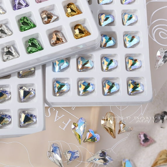 Kripyery 20Pcs Nail Decorations Exquisite Shape Sparkling Stunning Visual Effect Vibrant Color Wide Application Non-Fading 3D Love Heart Nail Art Decors Manicure Jewelry for Nail Salon