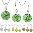 thumbnail image 1 of Kripyery 2Pcs/Set Women Ball Shaped Charm Rhinestone Hook Earrings Necklace Jewelry Gift, 1 of 8