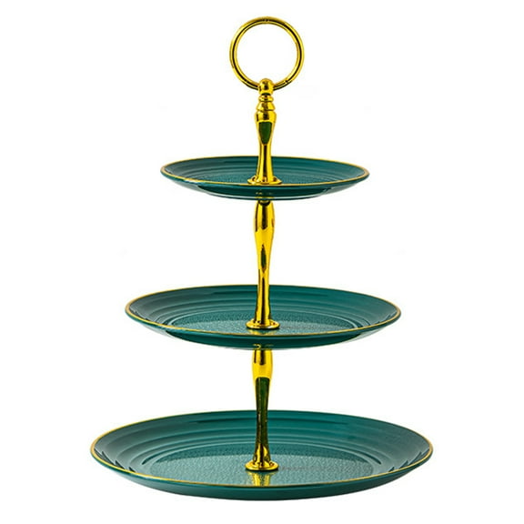 Kripyery 3 Tier Cupcake Stand Holder Golden Edged Cup Cake Dessert Tower Plastic Tiered Serving Tray Metal Rod Baby Shower Wedding Birthday Party Decoration