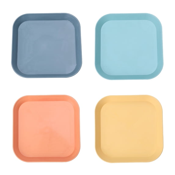 Kripyery 4 Pcs Lightweight Unbreakable Plates Reusable Dishwasher Microwave Safe Dinner Plates Colorful Everyday Square Round Plates for Kitchen Camping