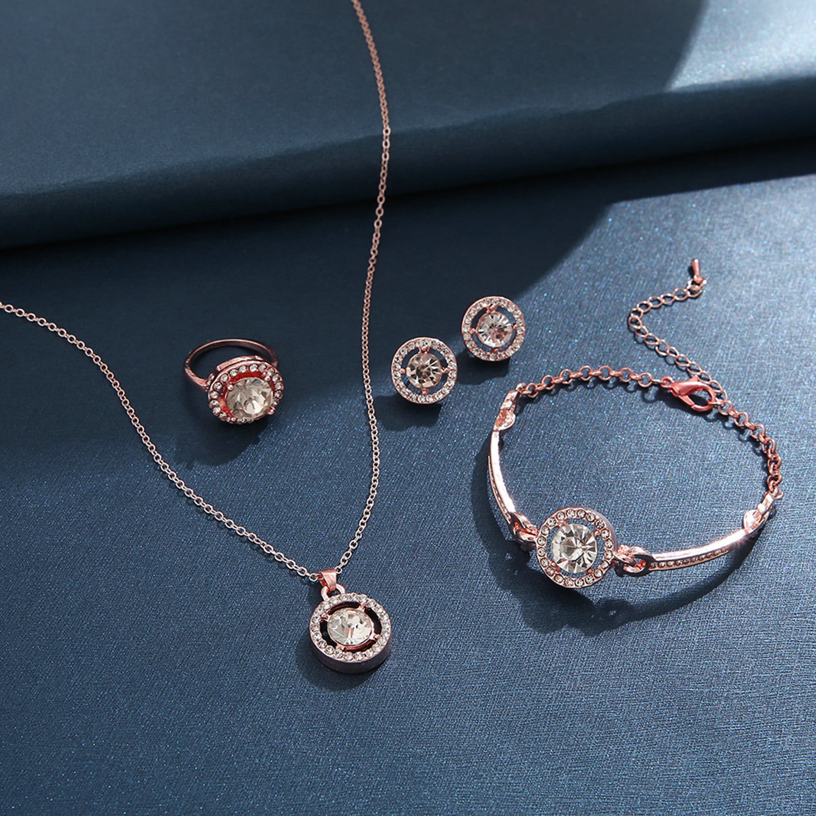 Rutiya 4Pcs/Set Necklace Earrings Ring Bracelet Hollow Out Heart Pendant  Jewelry Korean Style Simple Jewelry Set for Daily Wear - Walmart.com