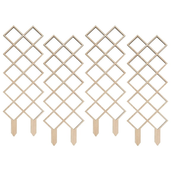 Kripyery 4Pcs/Set Plants Trellis Mesh Grid Solid Wood Indoor Flower Pot Plants Climbing Vine Ivy Branch Leaf Support Vertical Rack Frame Gardening Supplies
