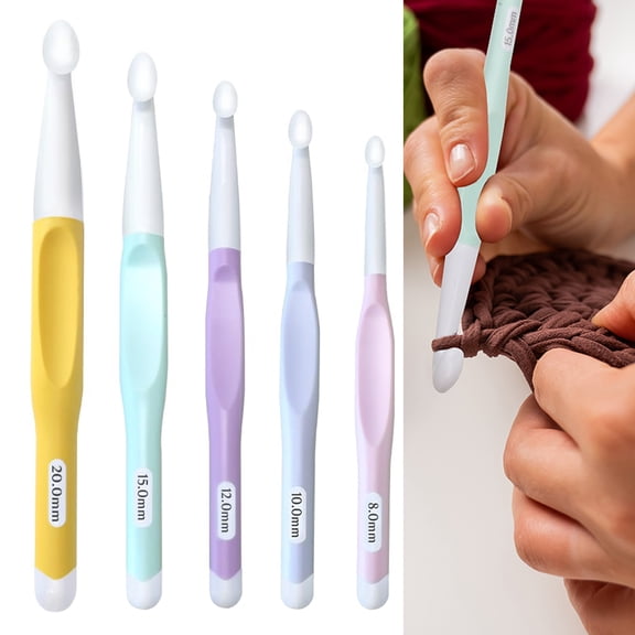Kripyery 5 Pcs Crochet Hooks Large Crochet Hook for Chunky Yarn 8.0mm 10.0mm 12.0mm 15.0mm 20.0mm Crochet Hook for Crocheting Enthusiasts