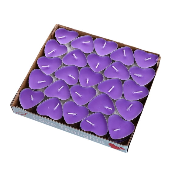 Kripyery 50Pcs Candle Smokeless Round/Heart Shape Flickering Mini Desktop Atmospheres Candle for Party