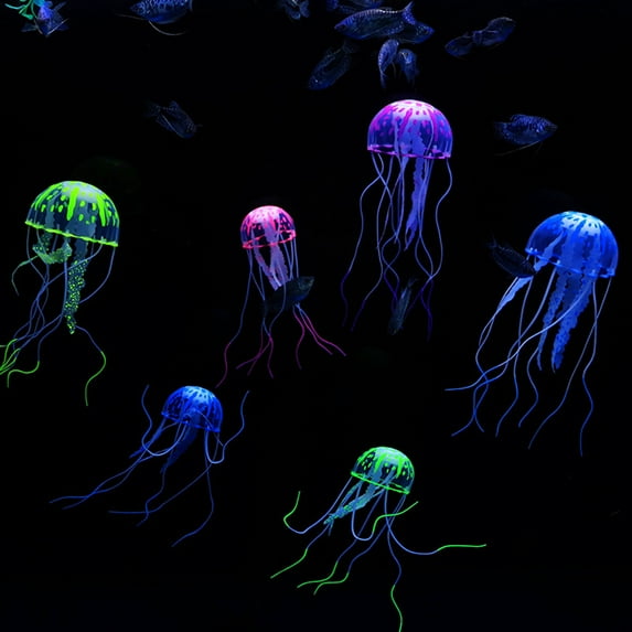 Kripyery Aquarium Ornament Transparent Decorative Silicone Fish Tank Jellyfish Decoration for Home Decor