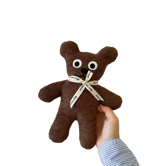 Kripyery Bear Plush Doll Adorable Lace-up Bow Big Eyes Biscuit Bear Plushies Companion Soothing Toy Stuffed Animal Doll Baby Boys Girls Plush Toy Home Decoration