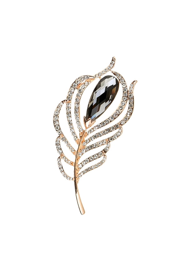 Brooch Peacock Feather Shape Hollow Shiny Rhinestone Stainless Exquisite Colorfast Luxury Bag Collar Scarf Hat Decoration Clothes Pin Lady Jewelry