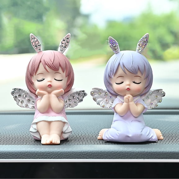 Kripyery Car Decoration Wear-Resistant Decorative Bright Color Hand Painted Car Angel Ornament for Car