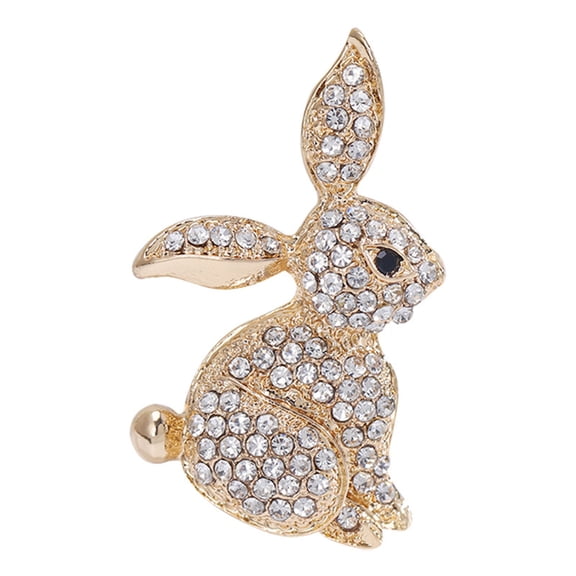 Kripyery Creative Bunny Shape Brooch Shining Rhinestones Inlaid Animal Pin Dress Coat Shawl Lapel Badge Outfit Accessories Jewelry Gift