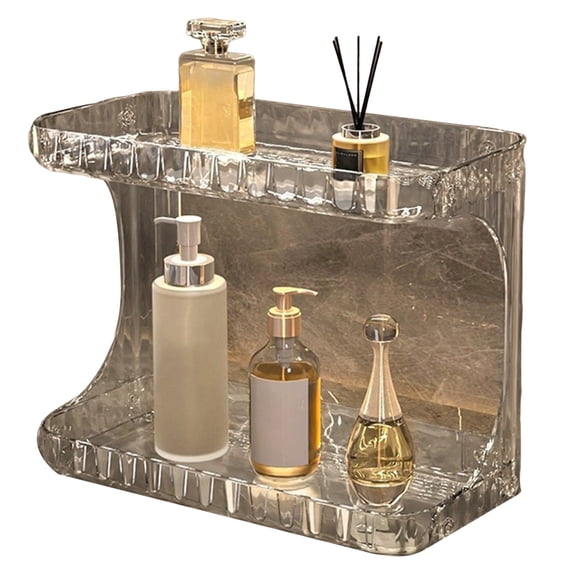 Kripyery Double Layer Makeup Storage Rack Bathroom Countertop Organizer Large Capacity Perfume Tray Cosmetics Storage Shelf