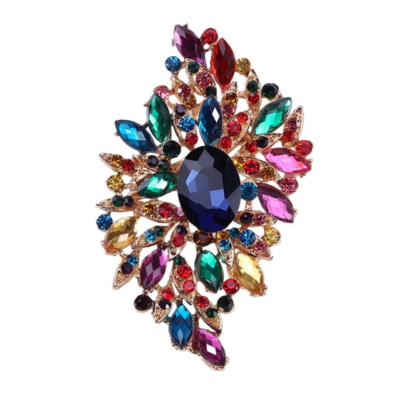 Kripyery Elegant Colorful Glass Rhinestones Irregular Shape Brooch Pin Vintage Hat Scarf Shawl Badge Bridal Gift Dress Accessories