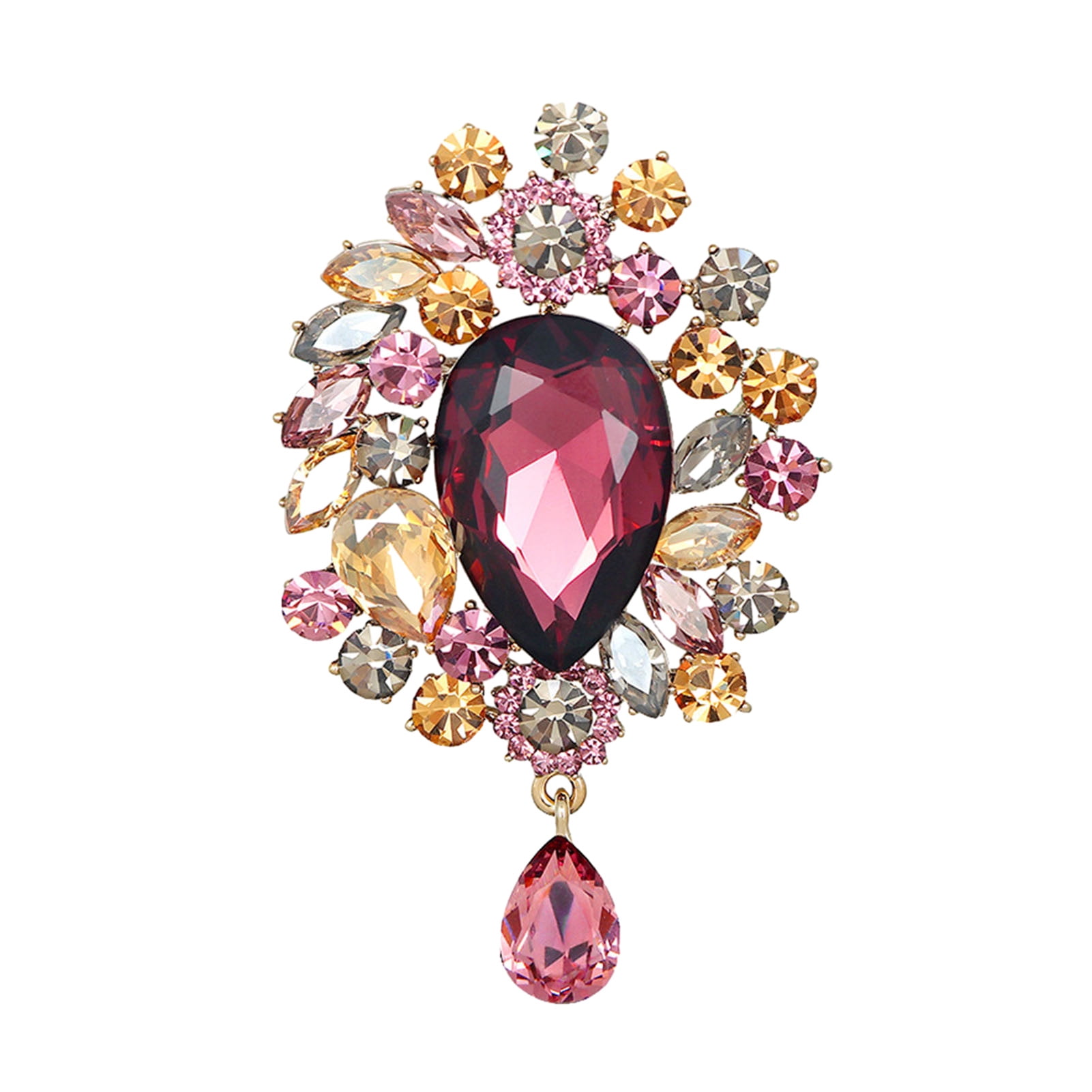 Kripyery Faux Crystal Brooch Shiny Rhinestone Inlay Brooch Pin Women ...