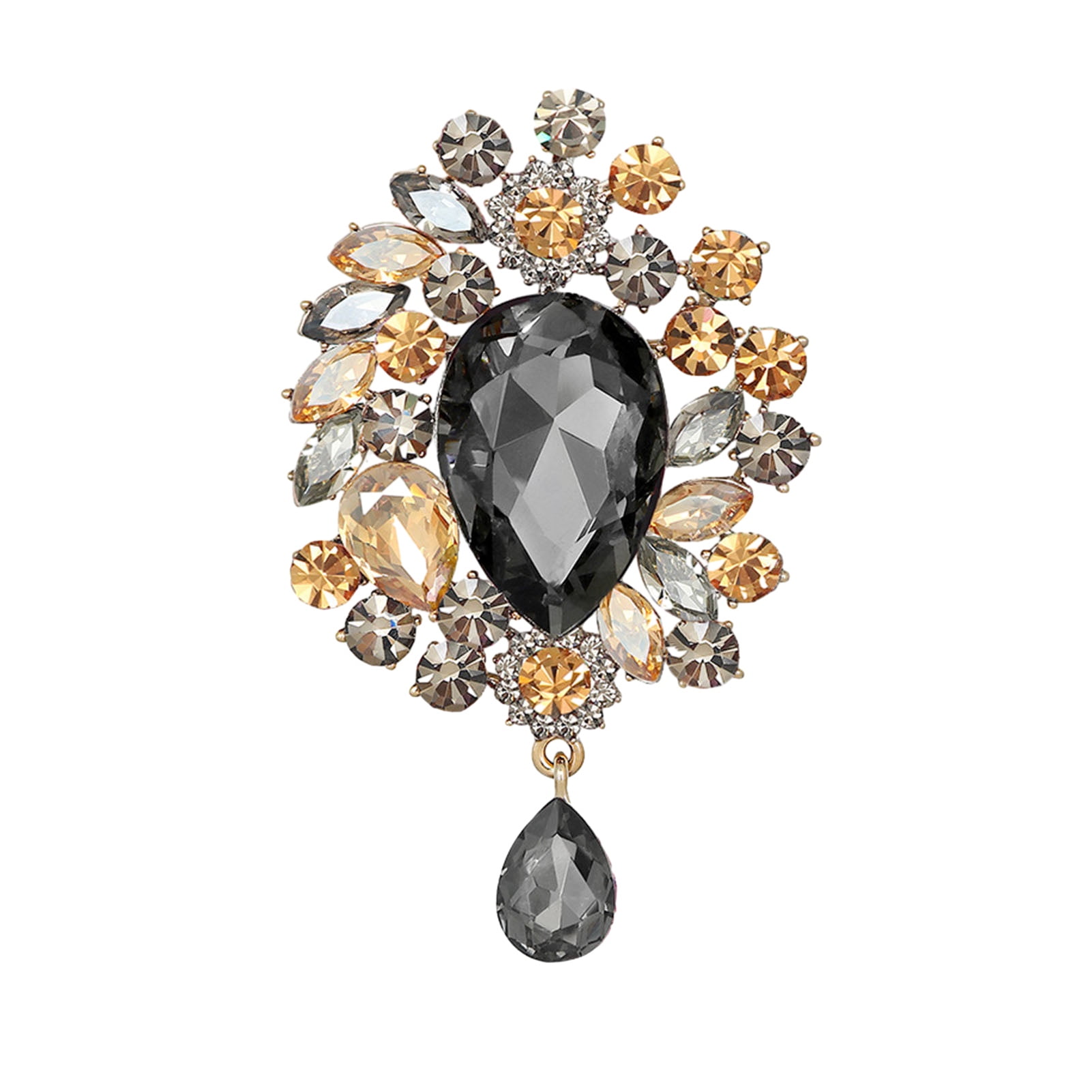 LAXPICOL Vintage Wedding Bridal Crystal Rhinestone Teardrop Brooch Pin - Colorful Big Brooch For Women