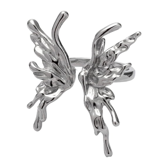 Kripyery Finger Band Personality Niche High-end Adjustable Shiny Dress Up Unfading Female Irregular Butterfly Ring Jewelry Accessory