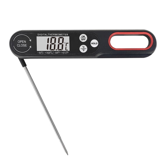 Kripyery Food Thermometer Foldable Long Probe Quick Accurate Digital Display Meat Thermometer for Kitchen BBQ Grilling