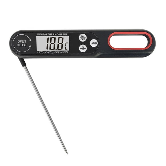 Kripyery Food Thermometer Foldable Long Probe Quick Accurate Digital Display Meat Thermometer for Kitchen BBQ Grilling