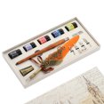 thumbnail image 1 of Kripyery Gear Decoration Quill Pen Set Nice-looking Wood Glittering Signature Quill Pen Ink Set for Students, 1 of 8