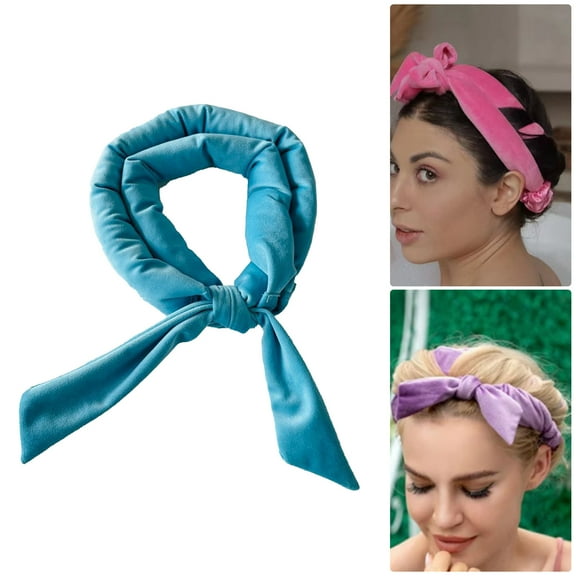 Kripyery Hair Curler Heatless Adjustable Flexible Non-slip Traceless DIY Wave Forming Bowknot Fabric Curling Headband for Daily Use