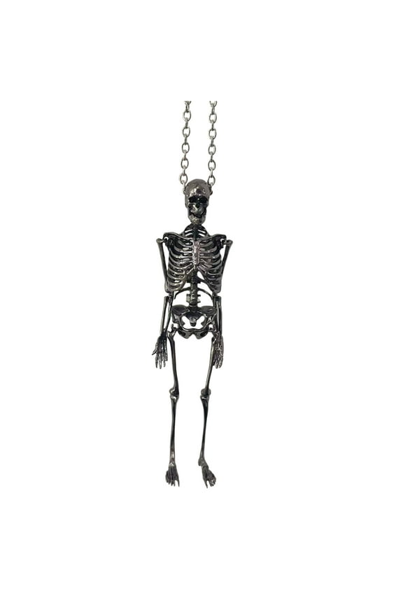 Halloween Skeleton Necklace Movable Joints Gothic Vintage Metal Skeleton Hanging Decoration Chain Pendant Men Women Couple Necklace