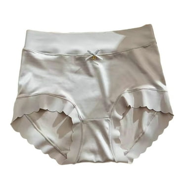 Kripyery High Waist Women's Panties - Solid Color, Bowknot Decor, Wave Trim, Belly and Hip Control Briefs