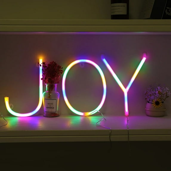 Kripyery LED Four-color English Alphabet Neon Lights Birthday Party Christmas Decoration
