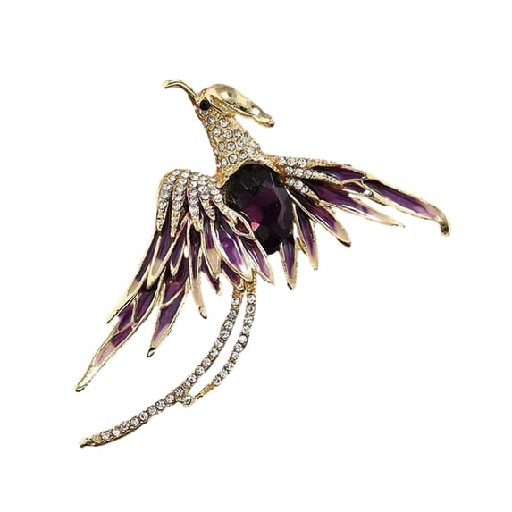 Kripyery Lady Brooch Geometric Shape Electroplating Faux Crystal Elegant Glitter Clothing Matching Dress Up Phoenix Bird Corsage Brooch Jewelry Accessory