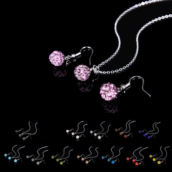 Kripyery Lady Fashion Rhinestone Pendant Necklace Hook Earring Banquet Party Jewelry Set