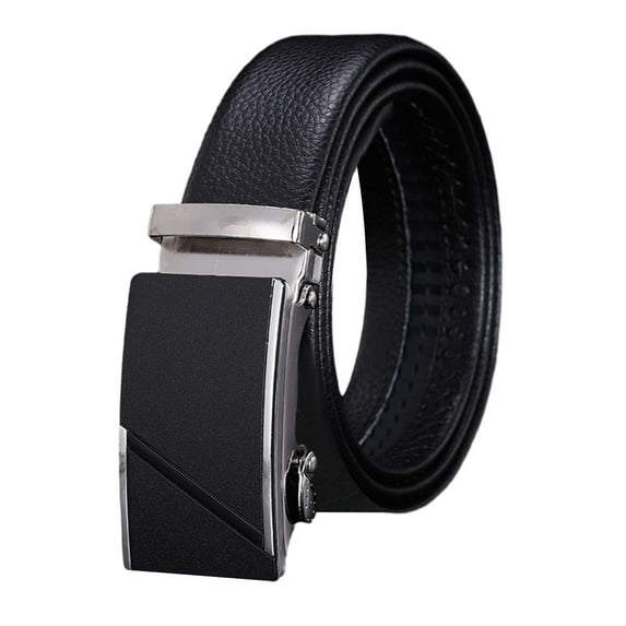 Kripyery Men Autumatic Belt Business Formal Belt Smooth Faux Leather Alloy Buckle Anti-break Great Durability Anti-slip Men Meeting Commute Suit Pants Belt